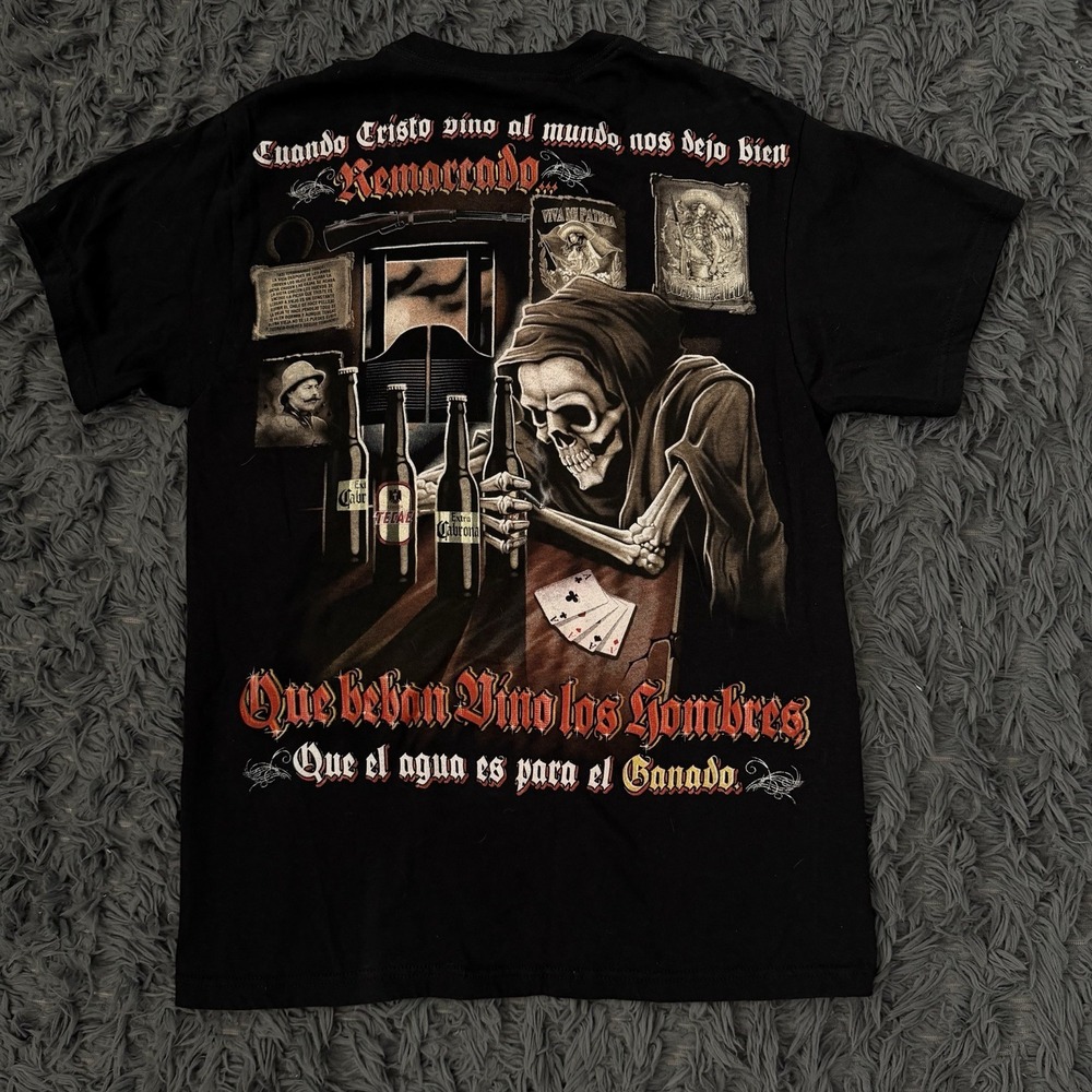Vintage Santa Muerte Holy Death Grim Reaper Shirt Men's Size Medium Mexico Rare